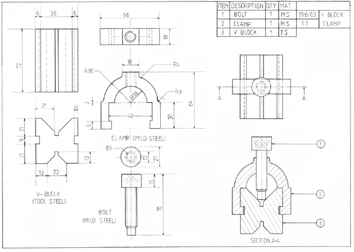 Engineering Drawing - Item and Assembly Drawings - Bailey